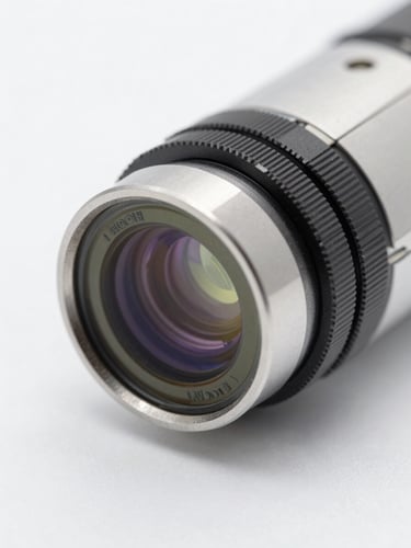 Extreme macro close-up of a miniaturized optical sensor emitter array, angled product detail shot revealing the layered optical stack and wavelength-selective apertures, high-key shadowless lab lighting on a clean white clinical surface, no background clutter