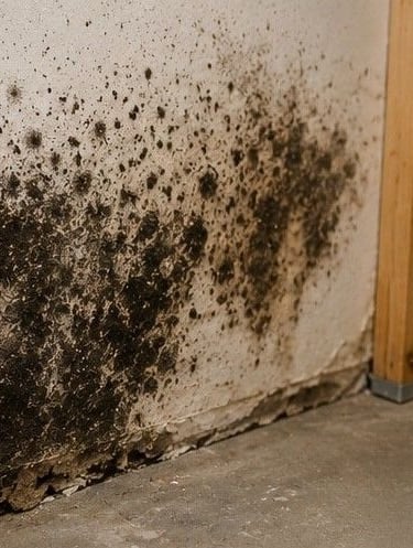black mold spreading across bathroom wall and ceiling in Colorado Springs home requiring immediate professional removal