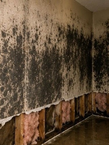 severe mold growth spreading rapidly across Colorado Springs home walls after emergency flood damage requiring immediate