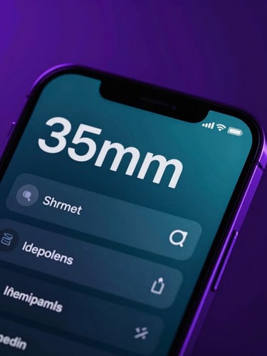 Close-up of a premium mobile device displaying a high-fidelity digital UI mockup, moody neon purple ambient backlighting, sharp focus, 35mm