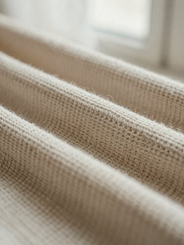 Close-up macro shot of heavyweight cotton knitwear loops, showing the rich texture and weave, soft diffused side lighting