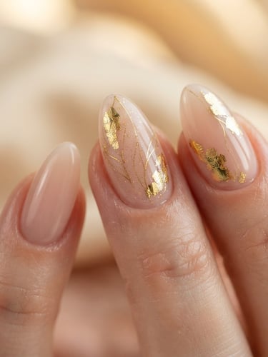 Extreme close-up of perfectly sculpted luxury gel nails, soft natural studio lighting, warm beige background, macro lens, shallow depth of field