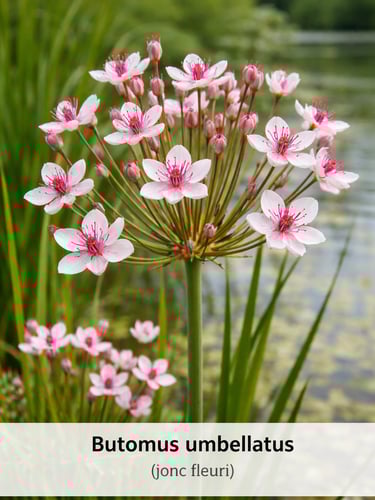 butomus umbellatus plante aquatique bassin paysager Domaine du Parc Belbeuf