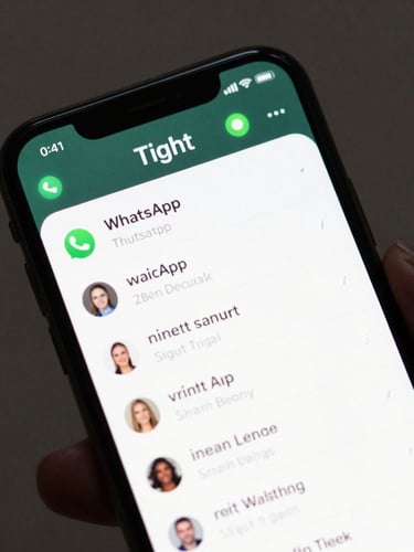 Tight isometric shot of a dark-mode mobile interface displaying active WhatsApp chat automation with glowing electric green status indicators and clean B2B lead data