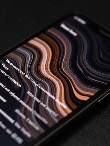 Extreme close-up of a high-end Android device screen displaying a complex, fluid custom layout transition under high-contrast studio lighting.