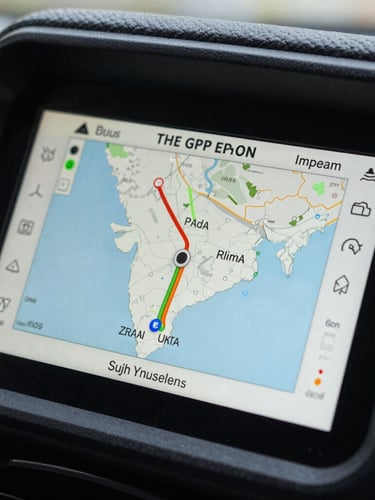 A close-up shot of a modern GPS tracking dashboard showing active transit routes across a map of India, professional corporate lighting, high contrast.
