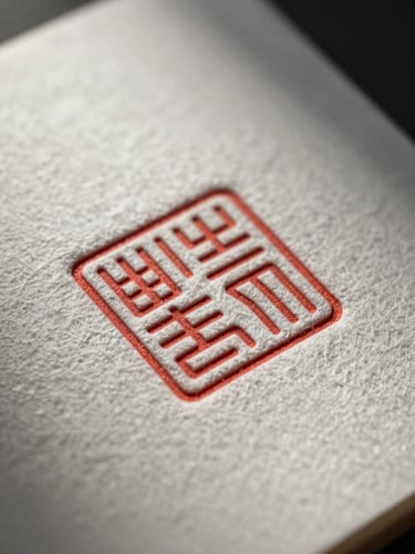 Extreme macro shot of heavy structured cotton paper with a deep blind debossing of a geometric seal, sharp dramatic side lighting, deep shadows highlighting the texture, minimal composition