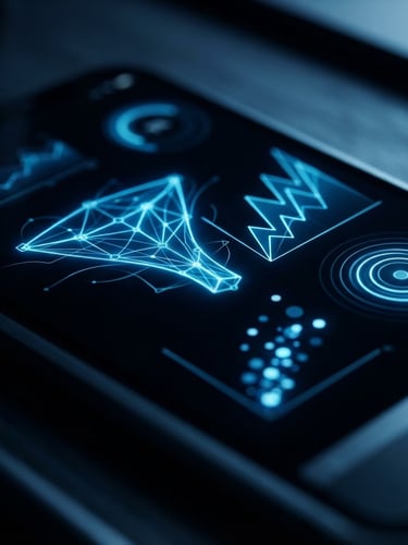 Sleek tech photography, close-up of a custom Shopify dashboard showing conversion rate metrics, cool low-key studio lighting, deep black and electric blue neon accents, sharp focus, 35mm