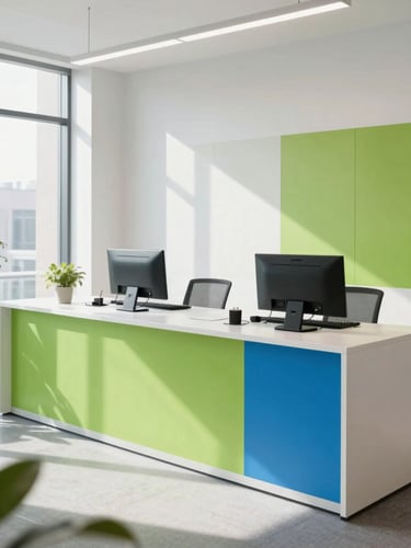 Sleek micro-market setup in a bright Canadian corporate office, natural daylight, modern design, clean lines.