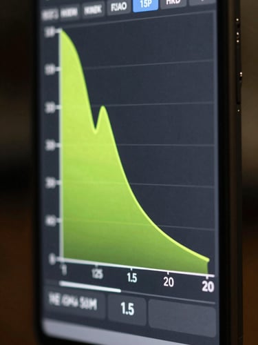 Vertical mobile screen displaying a high-contrast retention curve graph with a steep drop-off at 1.5 seconds, electric lime accents on charcoal background, sharp digital interface.