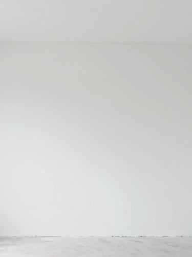 Sharp straight-on architectural shot of a newly finished room with perfectly smooth white plaster walls, crisp cool daylight casting clean lines, 35mm lens.