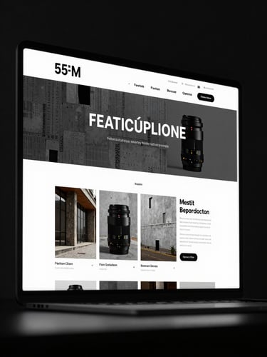 High-fidelity device mockup displaying a stark brutalist web layout, dramatic vertical crop, high-contrast lighting.