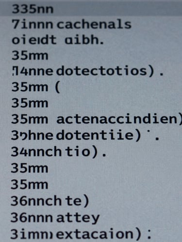 Close-up macro shot of structured clinical code on a screen, slate gray and navy tones, sharp focus, 35mm