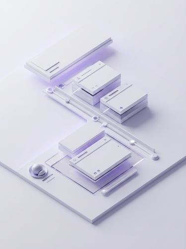 Ultra-minimalist personal website layout showing a clean timeline resume, high-contrast typography, isometric view, subtle shadow