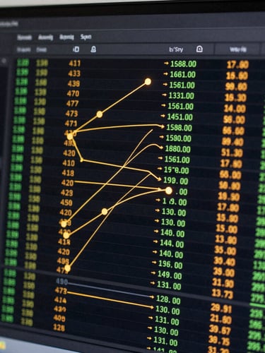 Macro perspective of a high-fidelity dark UI terminal displaying real-time transaction nodes and ledger balances, sharp golden-hour highlights mapping out data flows, depth of field.