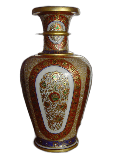 Handpainted Marble Vase, Marble Handicraft, Marble Pot with embossed painting, Meena work
