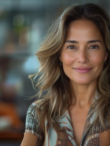 a woman with a brown shirt and a brown shirt