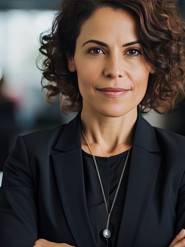 a woman in a black jacket and a necklace with a necklace