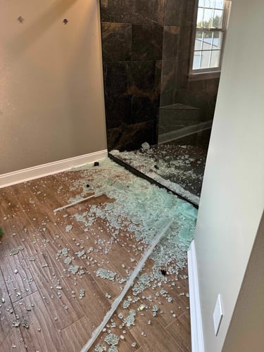 Exploding shower glass