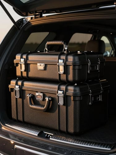 Durable black carbon fiber hard shell storage case with digital security lock and metal reinforced corners.