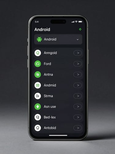 A high-fidelity mockup of a flagship Android phone showing a clean, dark-mode minimalist task list UI, dramatic studio side-lighting, vibrant green accents