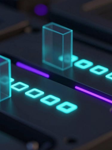 Macro close-up of server hardware with glowing neon turquoise status indicators, dark technical environment, octane render