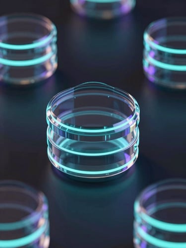 Sleek 3D render of abstract geometric glass nodes representing secure cloud databases, dark obsidian background, glowing neon turquoise highlights, octane render