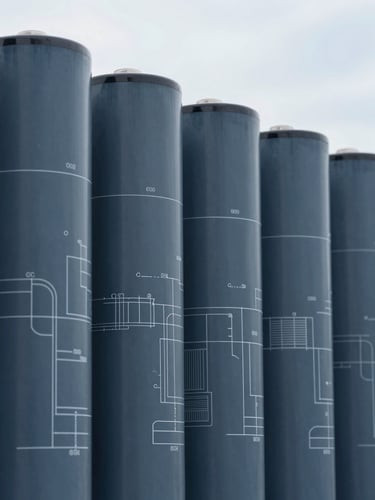 Extreme close-up of a high-tech battery storage installation schematic, crisp technical blueprint lines, cool slate and blue tones, architectural lens