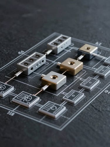 Detailed technical blueprint diagram of high-availability system architecture, clean white lines on dark slate background.
