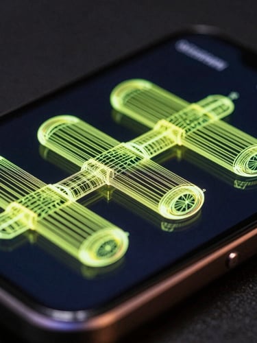 Extreme close-up of a physical Android test device screen displaying smooth 120Hz vector rendering pipelines with cyber-lime wireframe overlays, low-key studio lighting with sharp colored rim lights.