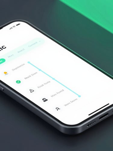 Sleek isometric mockup of a logistics application interface displayed on a modern Android device, clean data flow lines glowing with subtle blue accents, 35mm