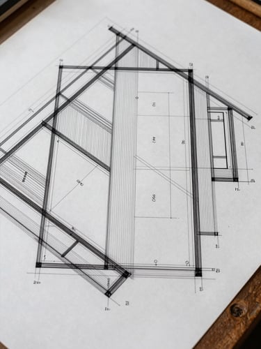 Close-up of a large-format architectural section drawing on drafting paper, sharp ink lines showing wall assemblies and structural notation, even studio lighting, no people, straight-on framing revealing line weight hierarchy and dimension strings