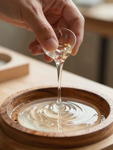Close-up of artisan hands pouring clear liquid resin into a circular wooden mold, bright natural side-light highlighting the glossy, fluid texture.
