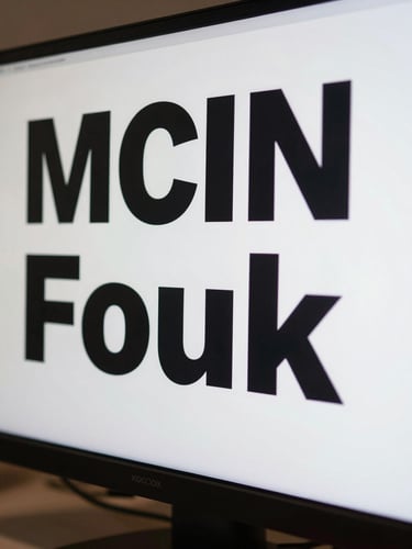 Macro shot of a digital interface on a high-end monitor, sharp shadows, cold clean daylight, displaying high-contrast typography