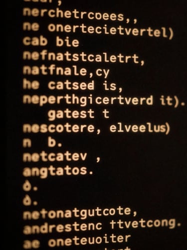 Extreme close-up of a monochrome terminal screen displaying raw markdown text, amber text on a dark background, high-contrast, deep shadows, gritty 35mm film texture.