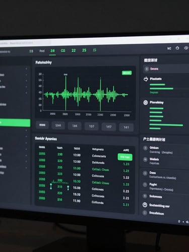 High-fidelity UI screenshot of a complex data pipeline dashboard, dark mode interface, sharp signal-green status highlights, low-key studio lighting