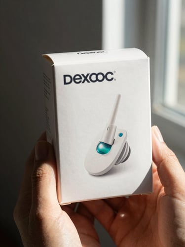 A close-up photograph of hands holding a pristine, factory-sealed box of Dexcom sensors under natural window light, showing perfect corners and intact seals.