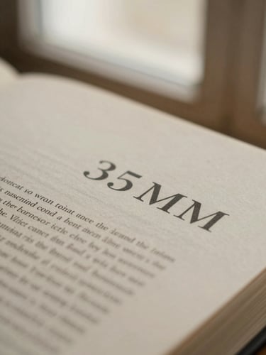 Macro photograph of heavy warm-toned book paper showing crisp black serif typography, soft natural window light, shallow depth of field, 35mm