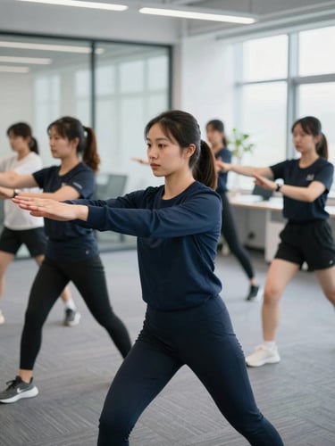 Crisp editorial corporate photography of an active training workshop, collaborative action with modern office background, natural light, sharp focus
