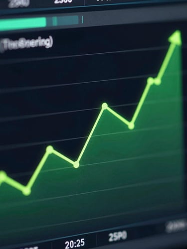 Extreme close-up of a dark analytics dashboard showing a green conversion rate line climbing upwards, glowing electric lime accents, sharp technical details