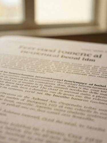 Macro detail shot of a peer-reviewed medical journal abstract, focusing on structured scientific text, warm editorial lighting, shallow depth of field