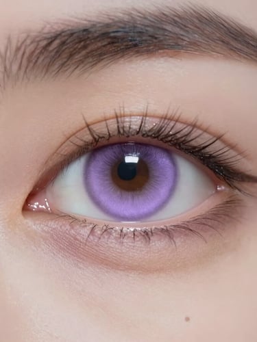 Extreme close-up of a synthetic female eye with flawless skin texture, reflecting a soft digital lavender volumetric glow, low-key cinematic lighting, 21:9 crop