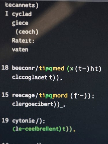 Macro close-up of clean code on a dark screen, soft diffused natural daylight casting subtle diagonal shadows, architectural feel, low contrast.