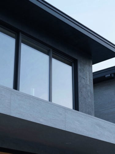 Architectural detail of a premium Seattle residential property, clean lines, cool morning daylight, 35mm lens.