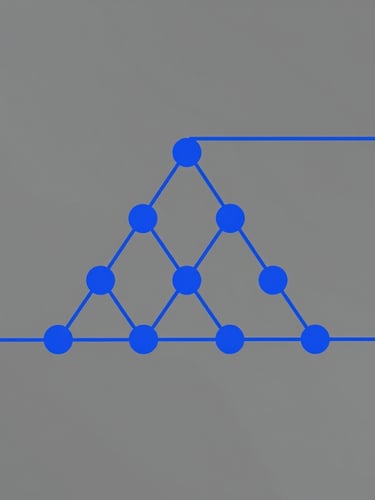 A crisp, high-contrast vector diagram of a risk matrix and compliance lifecycle, with clean geometric shapes and thin cobalt blue lines on a slate gray canvas, extending to the right edge.