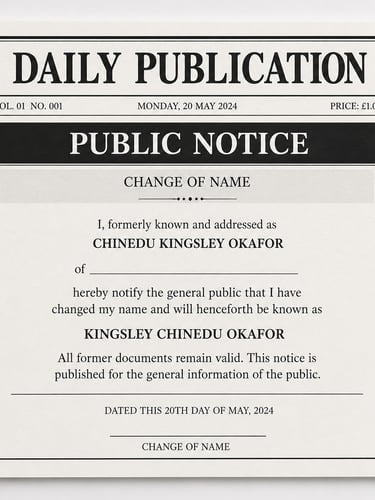Newspaper publication service for Nigerian change of name applications