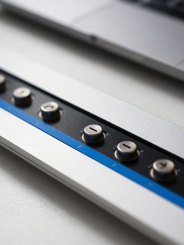 Macro close-up of a high-end digital interface on a screen, crisp Nordic daylight casting sharp shadows across a clean workspace, 35mm photography