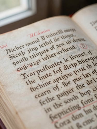 Extreme macro photograph of a heavily annotated physical book manuscript page, soft red ink corrections in margins, natural side light from a window, shallow depth of field focusing on elegant serif typography.