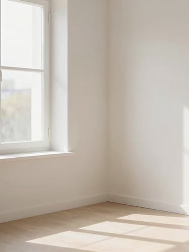 Bright high-key lifestyle shot of a clean minimalist Lithuanian home interior, soft natural daylight streaming through a window, warm neutral tones, crisp details, 35mm