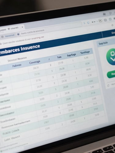 Close-up of a professional modern agent dashboard showing parsed insurance declaration data, clean tables of coverage limits, and secure verification badges, cool digital workspace lighting.